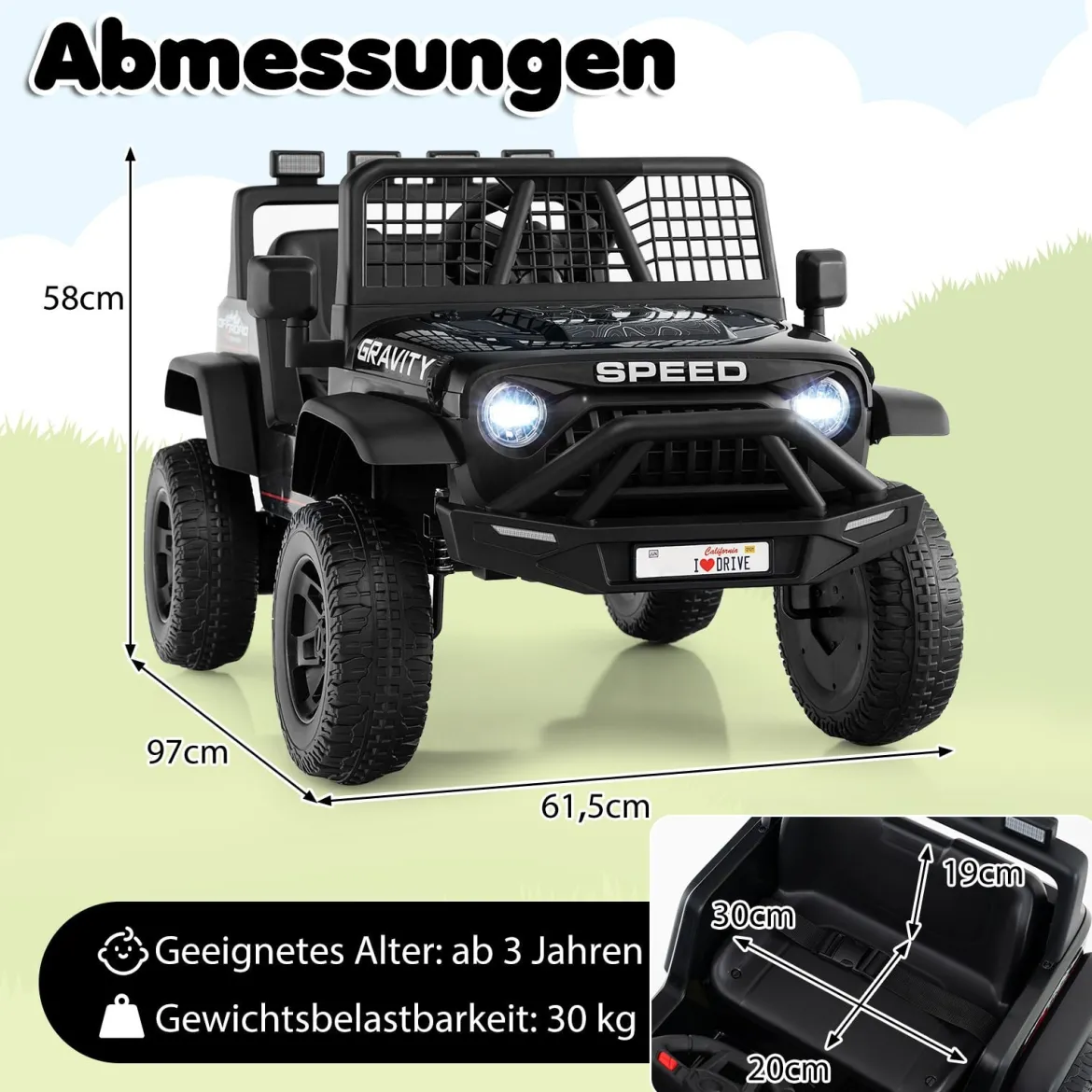 24 V Kinderfahrzeug elektrisches Kinderauto mit Fernbedienung Musik Hupe LED-Scheinwerfer Weiß/Schwarz/Rosa