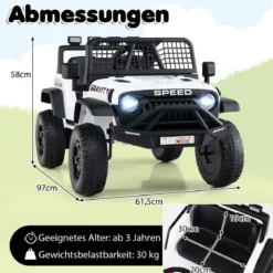 24 V Kinderfahrzeug elektrisches Kinderauto mit Fernbedienung Musik Hupe LED-Scheinwerfer Weiß/Schwarz/Rosa