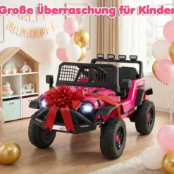 24 V Kinderfahrzeug elektrisches Kinderauto mit Fernbedienung Musik Hupe LED-Scheinwerfer Weiß/Schwarz/Rosa