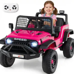 24 V Kinderfahrzeug elektrisches Kinderauto mit Fernbedienung Musik Hupe LED-Scheinwerfer Weiß/Schwarz/Rosa