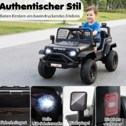 24 V Kinderfahrzeug elektrisches Kinderauto mit Fernbedienung Musik Hupe LED-Scheinwerfer Weiß/Schwarz/Rosa