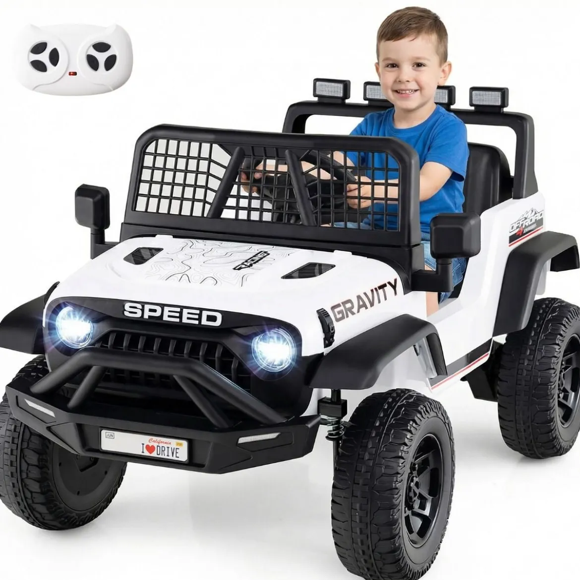 24 V Kinderfahrzeug elektrisches Kinderauto mit Fernbedienung Musik Hupe LED-Scheinwerfer Weiß/Schwarz/Rosa