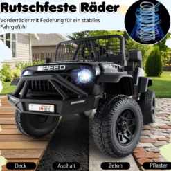 24 V Kinderfahrzeug elektrisches Kinderauto mit Fernbedienung Musik Hupe LED-Scheinwerfer Weiß/Schwarz/Rosa