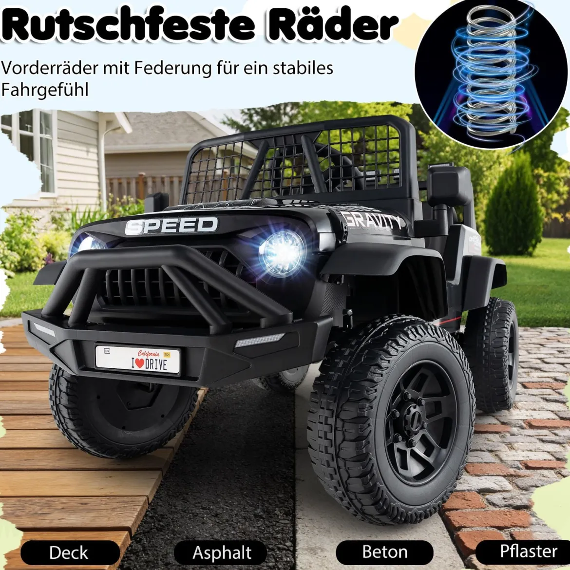24 V Kinderfahrzeug elektrisches Kinderauto mit Fernbedienung Musik Hupe LED-Scheinwerfer Weiß/Schwarz/Rosa