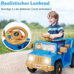 6V Kinderfahrzeug für Kleinkinder Spielauto mit Soundeffekten Ein-Knopf-Start Getränkehalter Aufbewahrungsfach Marineblau