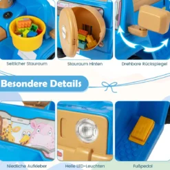 6V Kinderfahrzeug für Kleinkinder Spielauto mit Soundeffekten Ein-Knopf-Start Getränkehalter Aufbewahrungsfach Marineblau