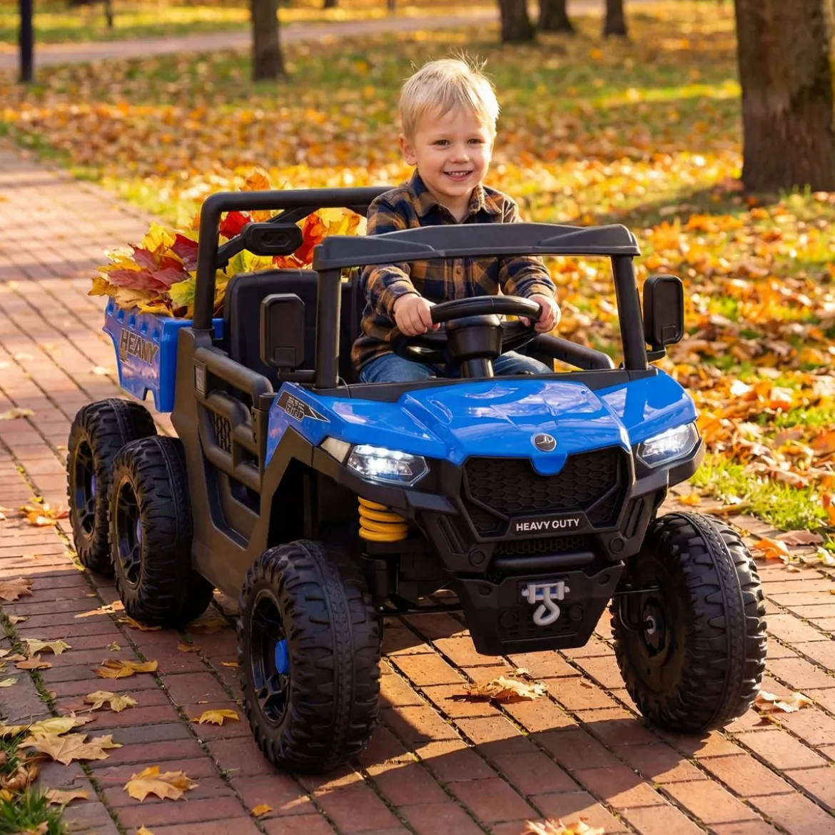 24V Kinderfahrzeug mit Elektrischem Kippbett & Fernbedienung & LED-Lichtern Kipplaster Blau