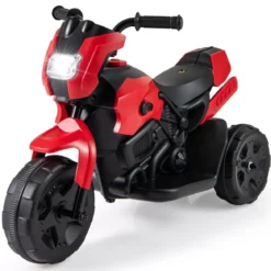 6V Kinder Motorrad 3-Rad Elektro-Motorrad mit LED-Scheinwerfer Fußpedal batteriebetriebenes Elektro-Spielzeugauto Rot