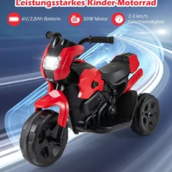 6V Kinder Motorrad 3-Rad Elektro-Motorrad mit LED-Scheinwerfer Fußpedal batteriebetriebenes Elektro-Spielzeugauto Rot