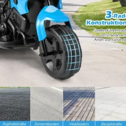 6V Kinder Motorrad 3-Rad Elektro-Motorrad mit LED-Scheinwerfer Fußpedal batteriebetriebenes Elektro-Spielzeugauto Marineblau