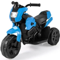 6V Kinder Motorrad 3-Rad Elektro-Motorrad mit LED-Scheinwerfer Fußpedal batteriebetriebenes Elektro-Spielzeugauto Marineblau