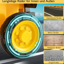 6V Kinder Muldenkipper mit Schutzhelm bis zu 2,5km/h für Kinder ab 18 Monaten Gelb