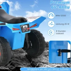 6V Kinder Quad Elektro mit Vorwärts-/ Rückwärtsschalter Kinderquad Mini Elektroquad Blau