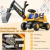 6V Kinder Sitzbagger mit drehbarer & verstellbarer Schaufel & Musik Schwarz + Gelb