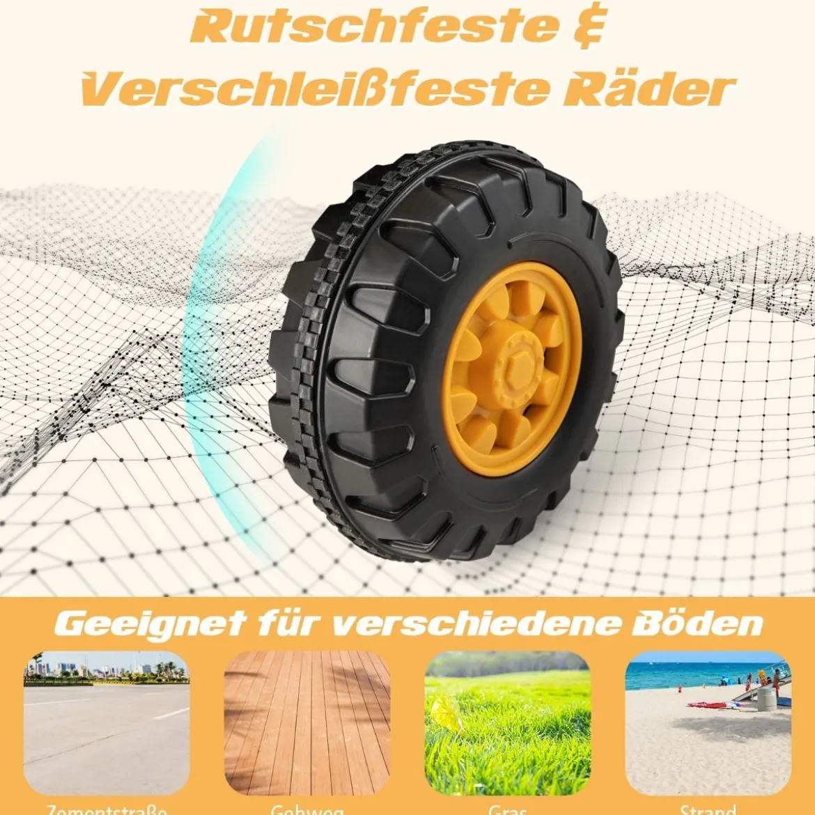 6V Kinder Sitzbagger mit drehbarer & verstellbarer Schaufel & Musik Schwarz + Gelb