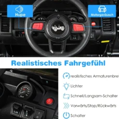 12V Kinder 1 Sitzer Elektroauto mit Fernbedienung & Hupe & Scheinwerfer Schwarz