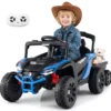 12V Kindertraktor mit Abnehmbarem Anhänger & Eltern-Fernbedienung Elektro-UTV Blau