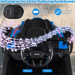12V Kindertraktor mit Abnehmbarem Anhänger & Eltern-Fernbedienung Elektro-UTV Blau