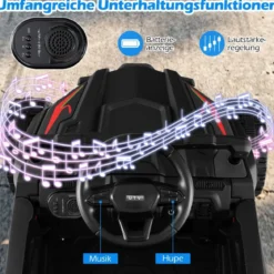 12V Kindertraktor mit Abnehmbarem Anhänger & Eltern-Fernbedienung Elektro-UTV Schwarz