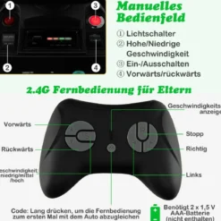 12V Kinder Traktor mit Anhänger & Grabschaufel & MP3-Player für Kinder von 3-8 J. Grün