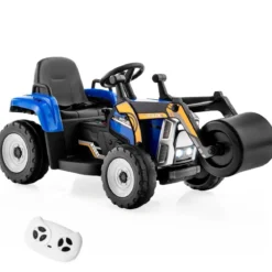 12V Kinder Walze mit Musik & Hupen & Scheinwerfer Elektroauto mit Verstellbarer Walze