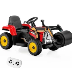 12V Kinder Walze mit Musik & Hupen & Scheinwerfer Elektroauto mit Verstellbarer Walze
