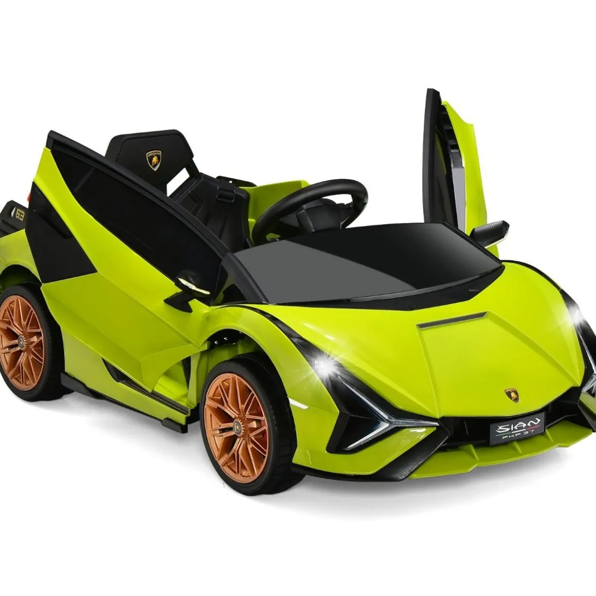 12V Lamborghini Kinder Elektroauto mit 2,4G-Fernbedienung Kinderauto 3-5km/h mit MP3 Grün