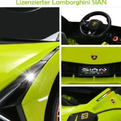 12V Lamborghini Kinder Elektroauto mit 2,4G-Fernbedienung Kinderauto 3-5km/h mit MP3 Grün