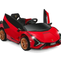 12V Lamborghini Kinder Elektroauto mit 2,4G-Fernbedienung Kinderauto 3-5km/h mit MP3 Rot