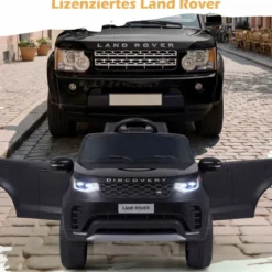 12V Land Rover Kinder-Elektroauto Federung LED Musik Kabellos Kinder ab 3 Jahren Schwarz