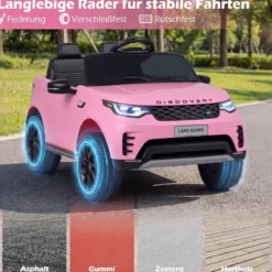 12V Land Rover Kinder-Elektroauto Federung LED Musik Kabellos Kinder ab 3 Jahren Rosa