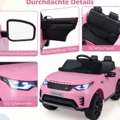 12V Land Rover Kinder-Elektroauto Federung LED Musik Kabellos Kinder ab 3 Jahren Rosa