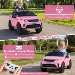 12V Land Rover Kinder-Elektroauto Federung LED Musik Kabellos Kinder ab 3 Jahren Rosa