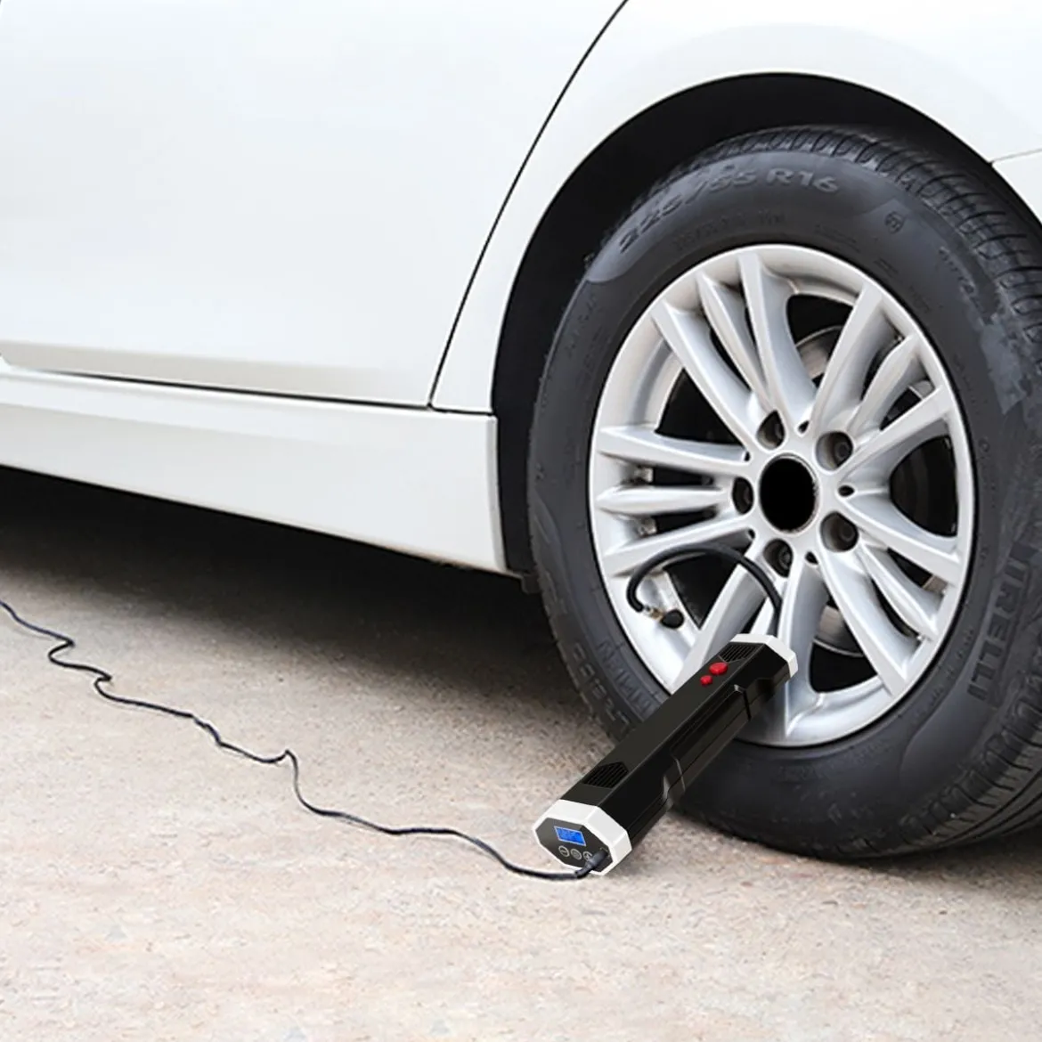 12V Luftkompressor elektrisch LCD-Anzeige 2000mAh-Akku für Autos Motorräder Fußbälle