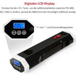 12V Luftkompressor elektrisch LCD-Anzeige 2000mAh-Akku für Autos Motorräder Fußbälle