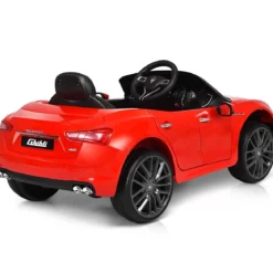 12V Maserati Kinderauto mit 2,4G-Fernbedienung & Musik & LED für Kinder ab 3 jahren Rot