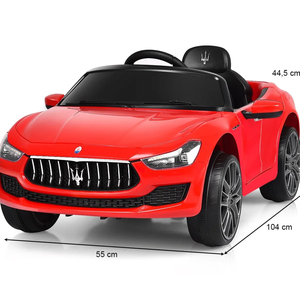 12V Maserati Kinderauto mit 2,4G-Fernbedienung & Musik & LED für Kinder ab 3 jahren Rot