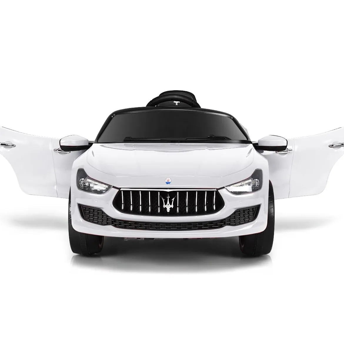 12V Maserati Kinderauto mit 2,4G-Fernbedienung & Musik & LED für Kinder ab 3 Jahren Weiß