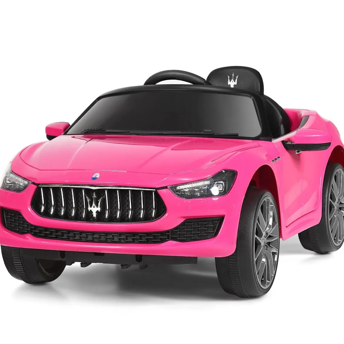 12V Maserati Kinderauto mit 2,4G-Fernbedienung & Musik & LED für Kinder ab 3 Jahren Rosa