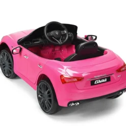 12V Maserati Kinderauto mit 2,4G-Fernbedienung & Musik & LED für Kinder ab 3 Jahren Rosa