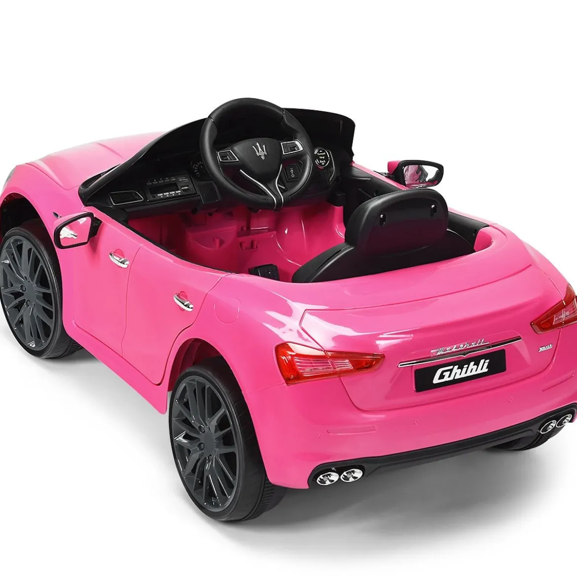 12V Maserati Kinderauto mit 2,4G-Fernbedienung & Musik & LED für Kinder ab 3 Jahren Rosa