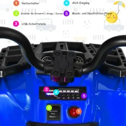 6V Mini Elektroquad mit Musik MP3 USB für Jungs und Mädchen 41 x 68,5 x 49,5 cm Blau