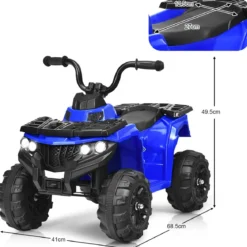 6V Mini Elektroquad mit Musik MP3 USB für Jungs und Mädchen 41 x 68,5 x 49,5 cm Blau