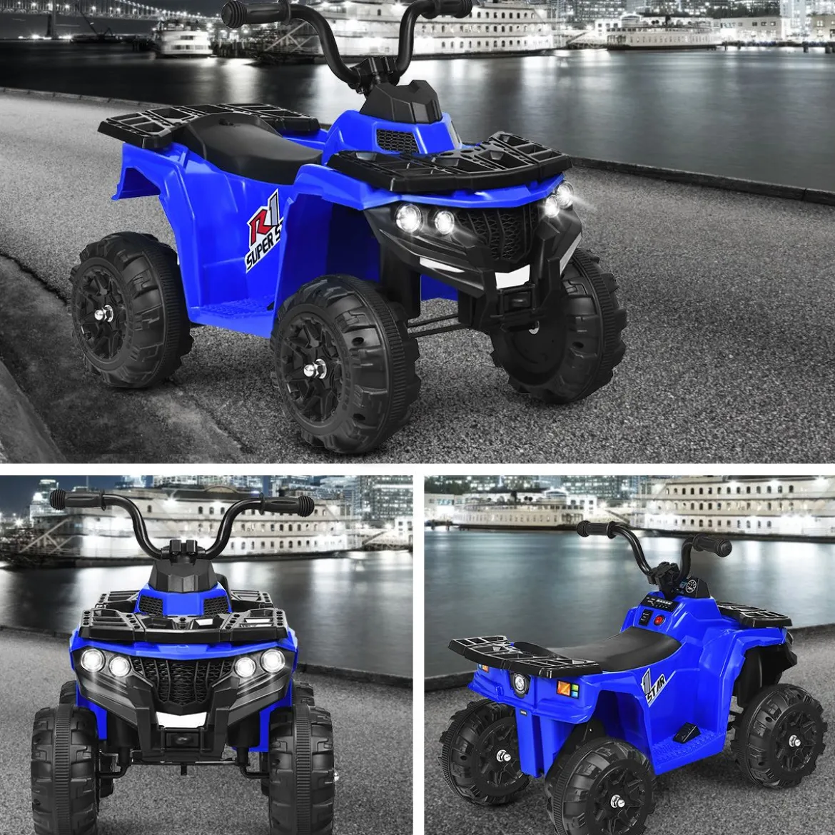 6V Mini Elektroquad mit Musik MP3 USB für Jungs und Mädchen 41 x 68,5 x 49,5 cm Blau