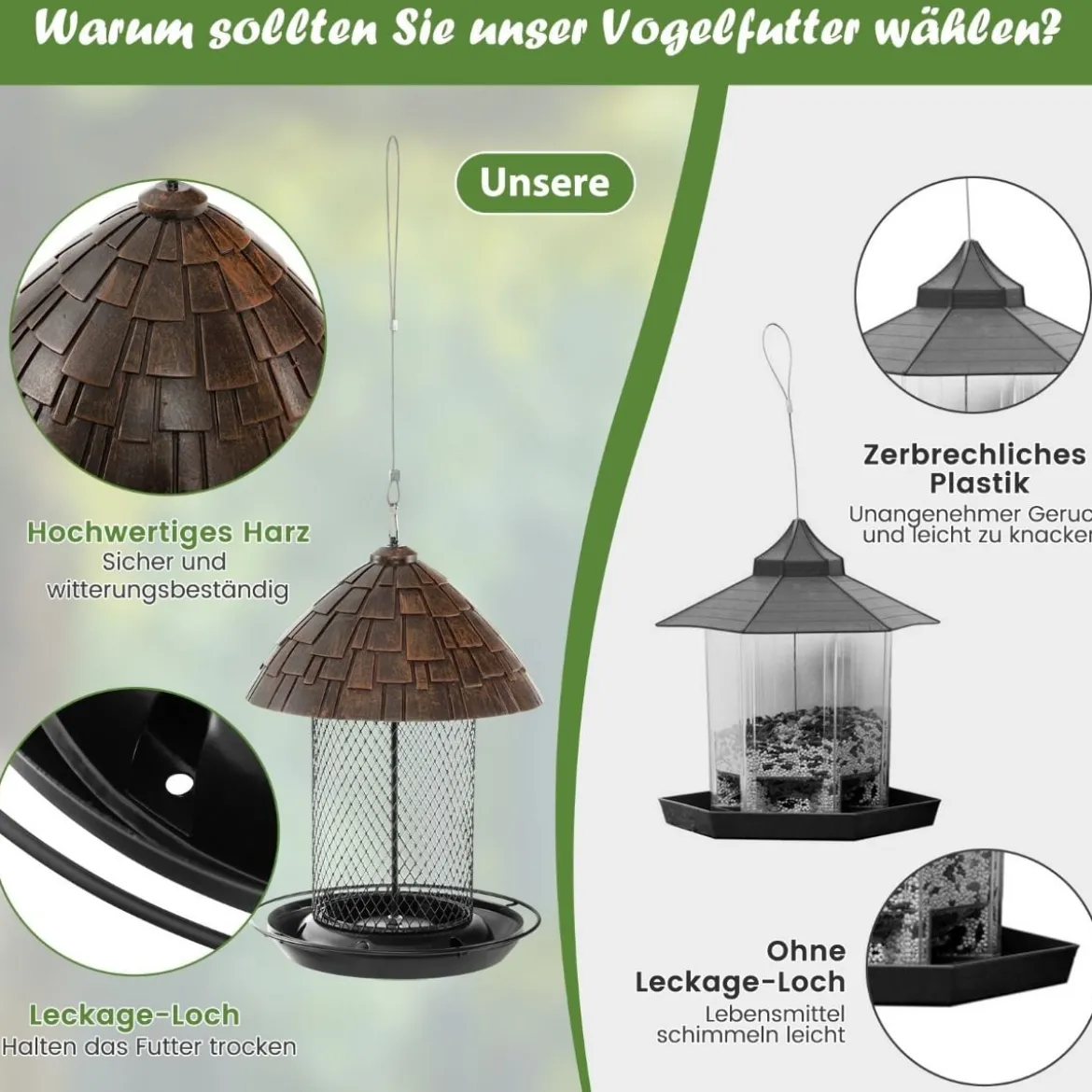 Vogelfutterhaus zum Aufhängen Vogelfutterspender aus Metall 20 x 28 cm Braun