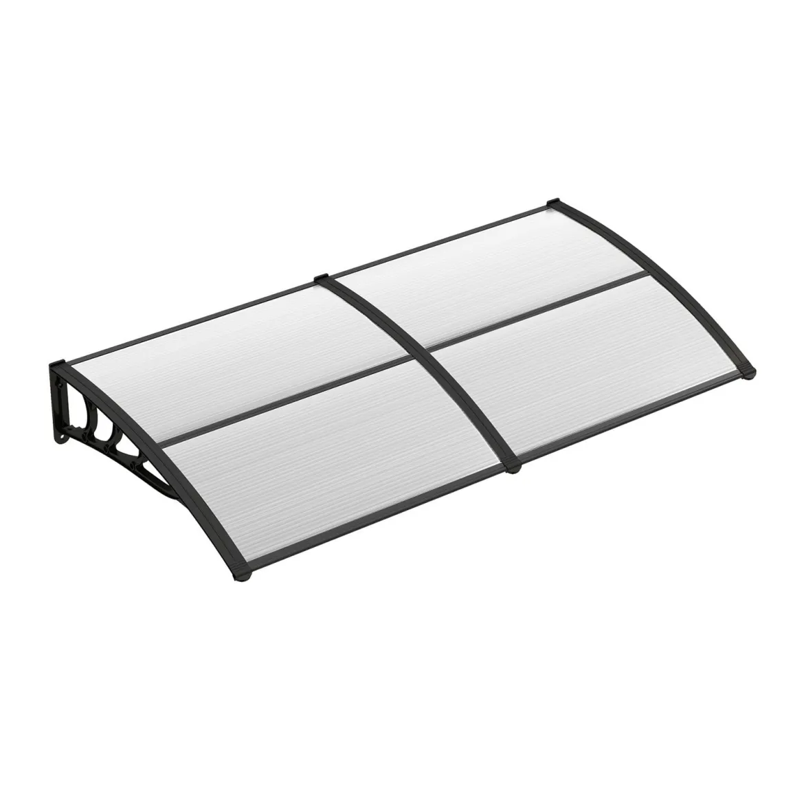 Vordach für Haustür Türvordach aus Polycarbonat mit Aluminiumstangen & PP-Halterung 197x89 cm