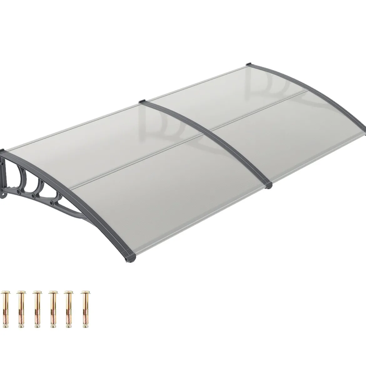 Vordach für Haustür Türvordach aus Polycarbonat mit Aluminiumstangen & PP-Halterung 197x89 cm
