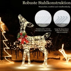 Vorgeleuchtetes Weihnachts-Rentier kleine Garten-Dekoration mit 50 LED-Lichtern & 4 Bodenanker