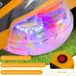 12V Rasenmäher mit Doppelten Steuerhebeln & LED-Lichter & Dreh- und Wende-Funktion Orange