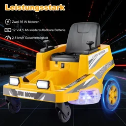 12V Rasenmäher mit Doppelten Steuerhebeln & LED-Lichter & Dreh- und Wende-Funktion Orange